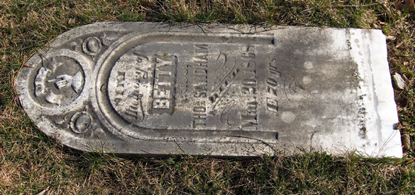 Betty Sandham's 1868 cemetery stone