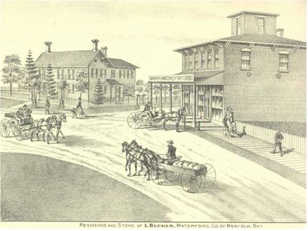 Residence and Store of L. Becker from 1877 Atlas of Norfolk. Click on the picture to return to Leamon Becker's sketch.